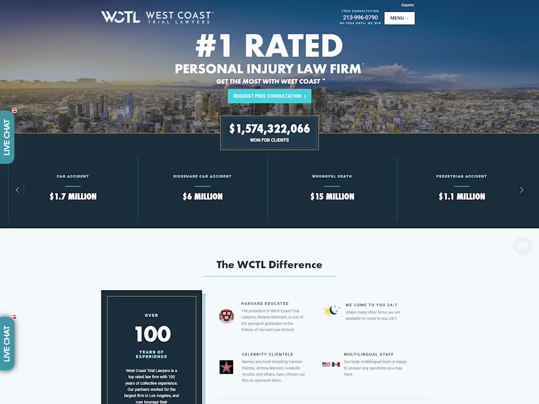 Cover image for West Coast Trial Lawyers Website