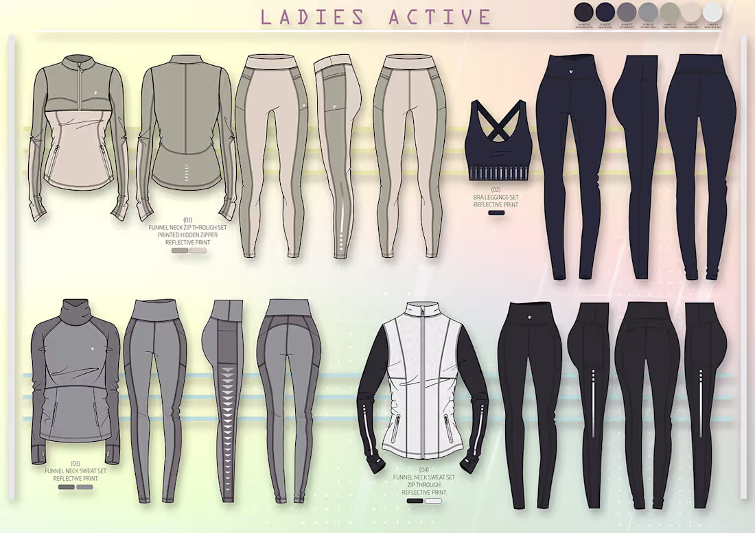 Cover image for Flat Sketch for Activewear, Sportswear, GYM wear: Behance