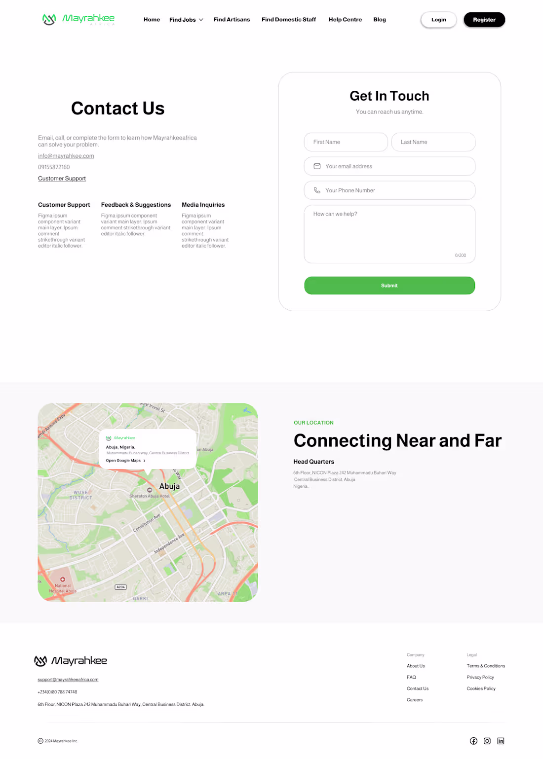 Cover image for Website FAQ and Contact Us Page Design for Mayrahkee