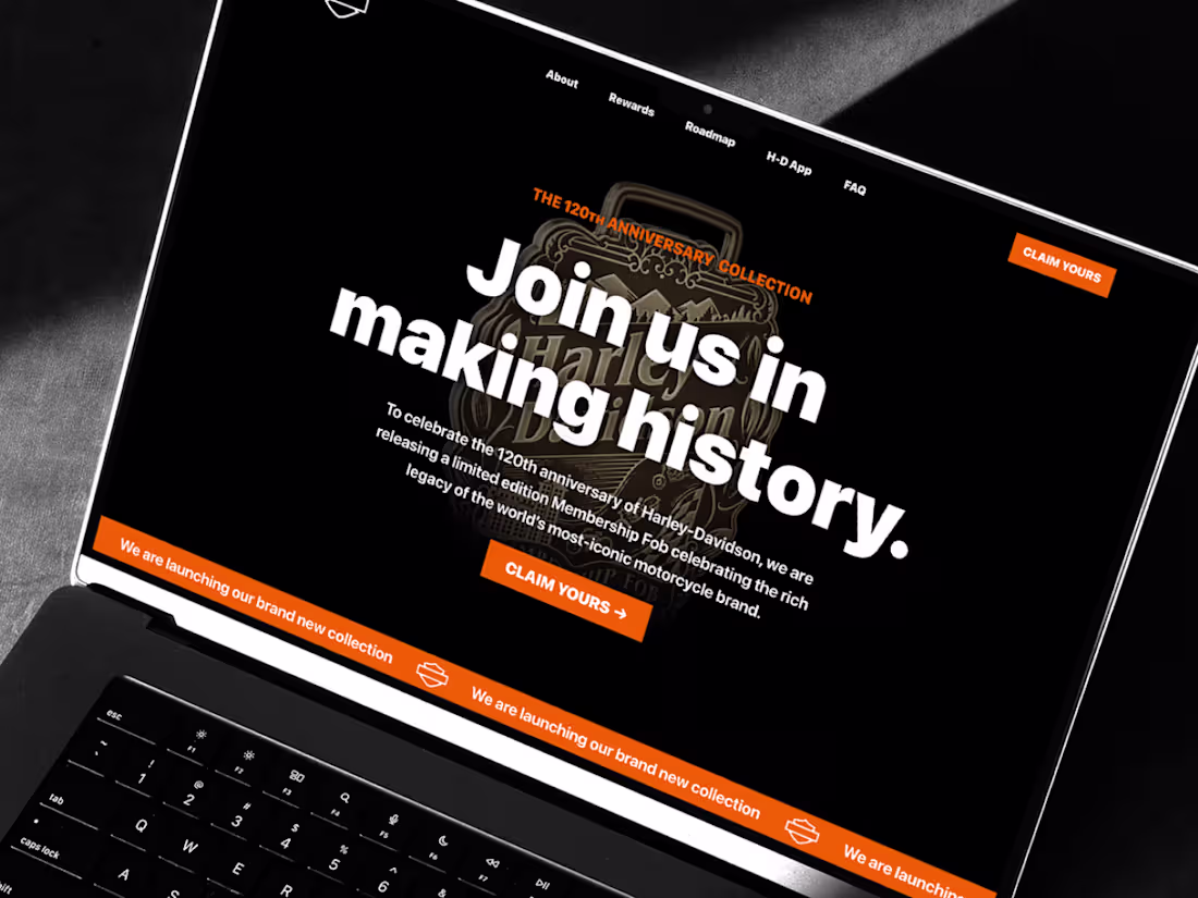 Cover image for Harley Davidson' Membership Fob Landing Page