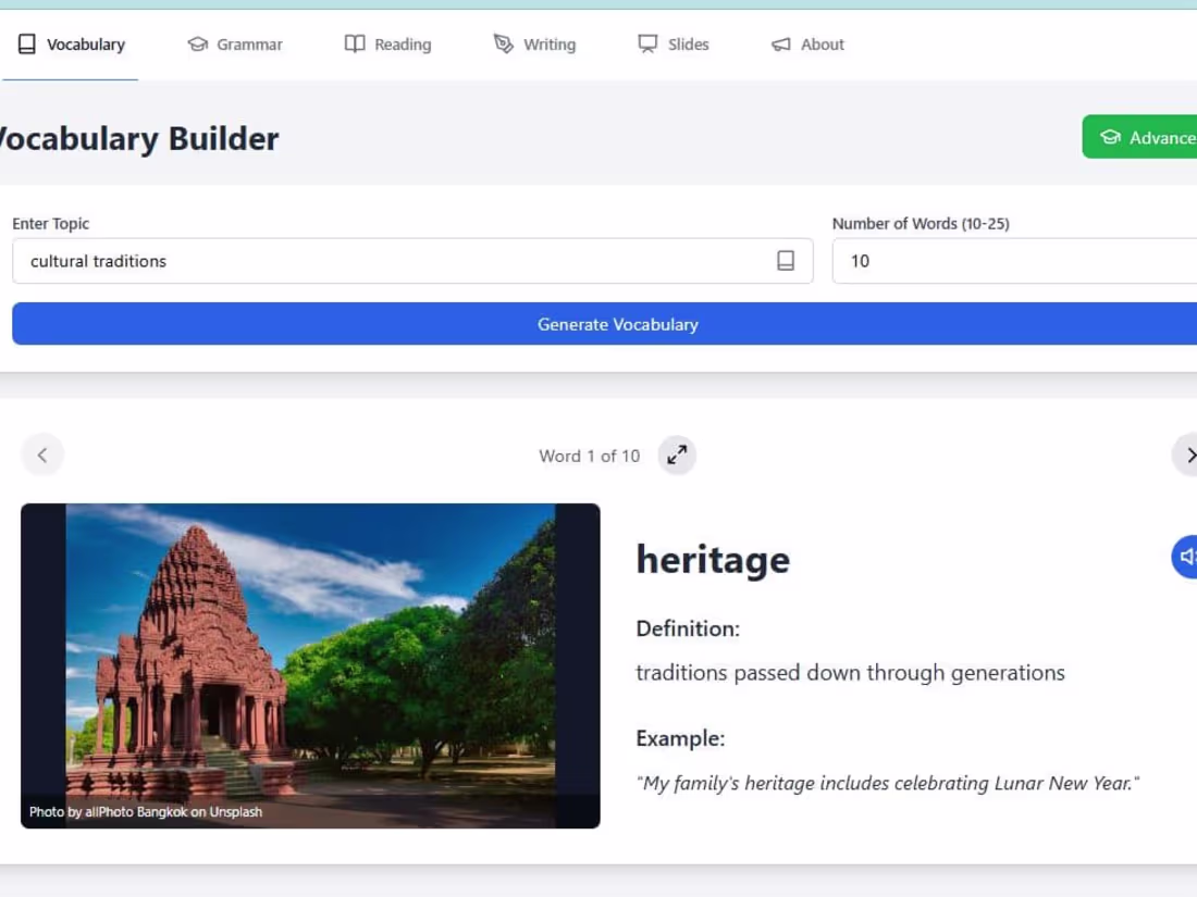 Cover image for Development of VocabularyBuilder.org