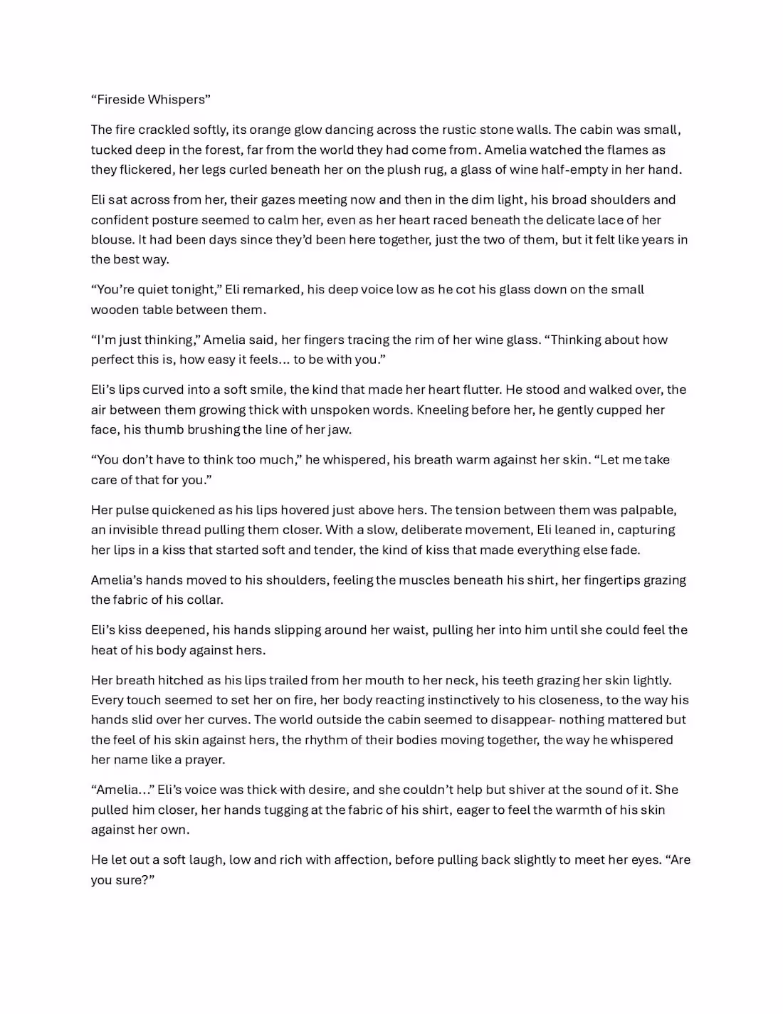 Cover image for    "Fireside Whispers" A Short Romantic Story