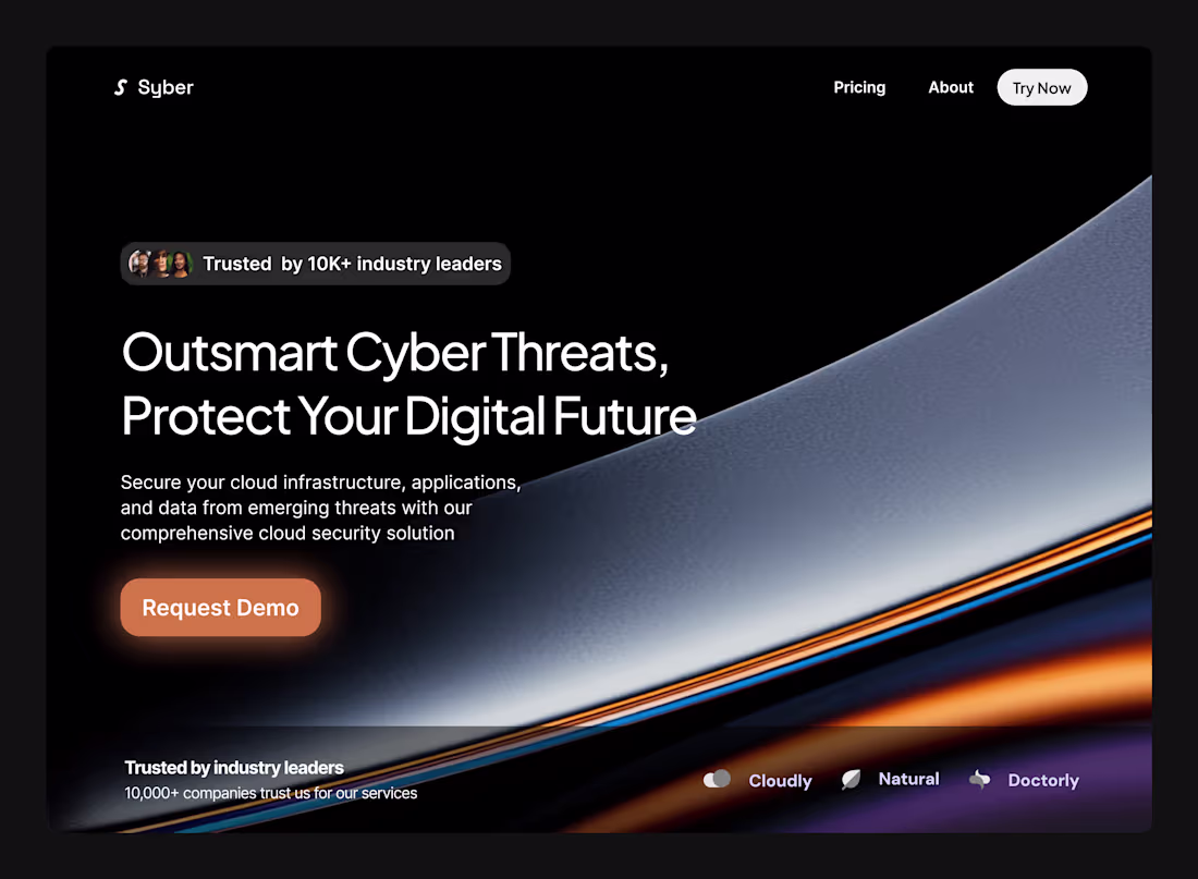Cover image for Syber: Cloud Security Website Hero Section Design