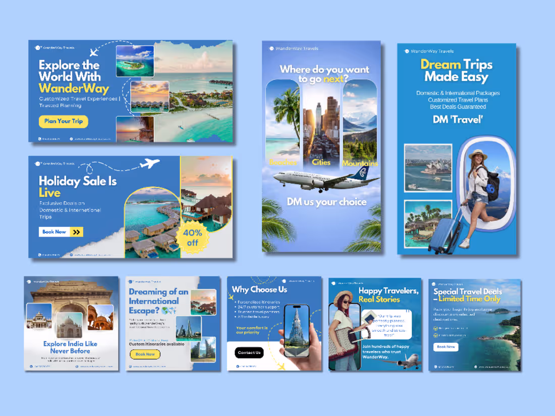 Cover image for Travel Social media post banners and stories design