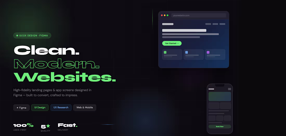 Cover image for I will design clean and modern website UI/landing page in Figma