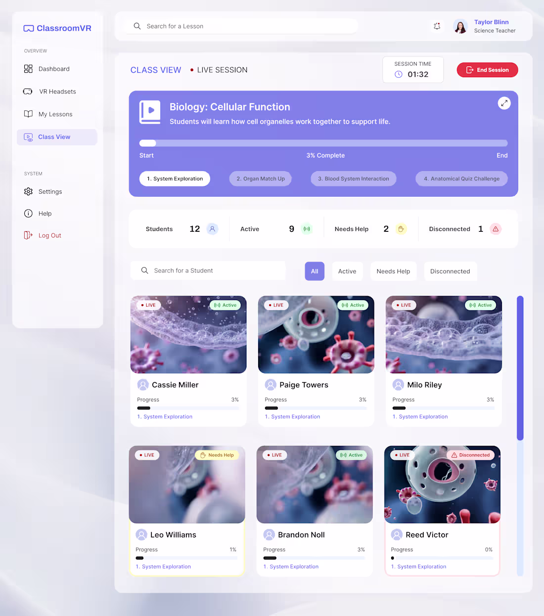 Cover image for Live session view designed to