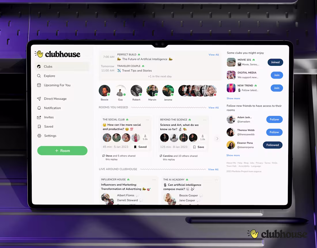 Cover image for Clubhouse Web UX/UI Case Study, Redesign