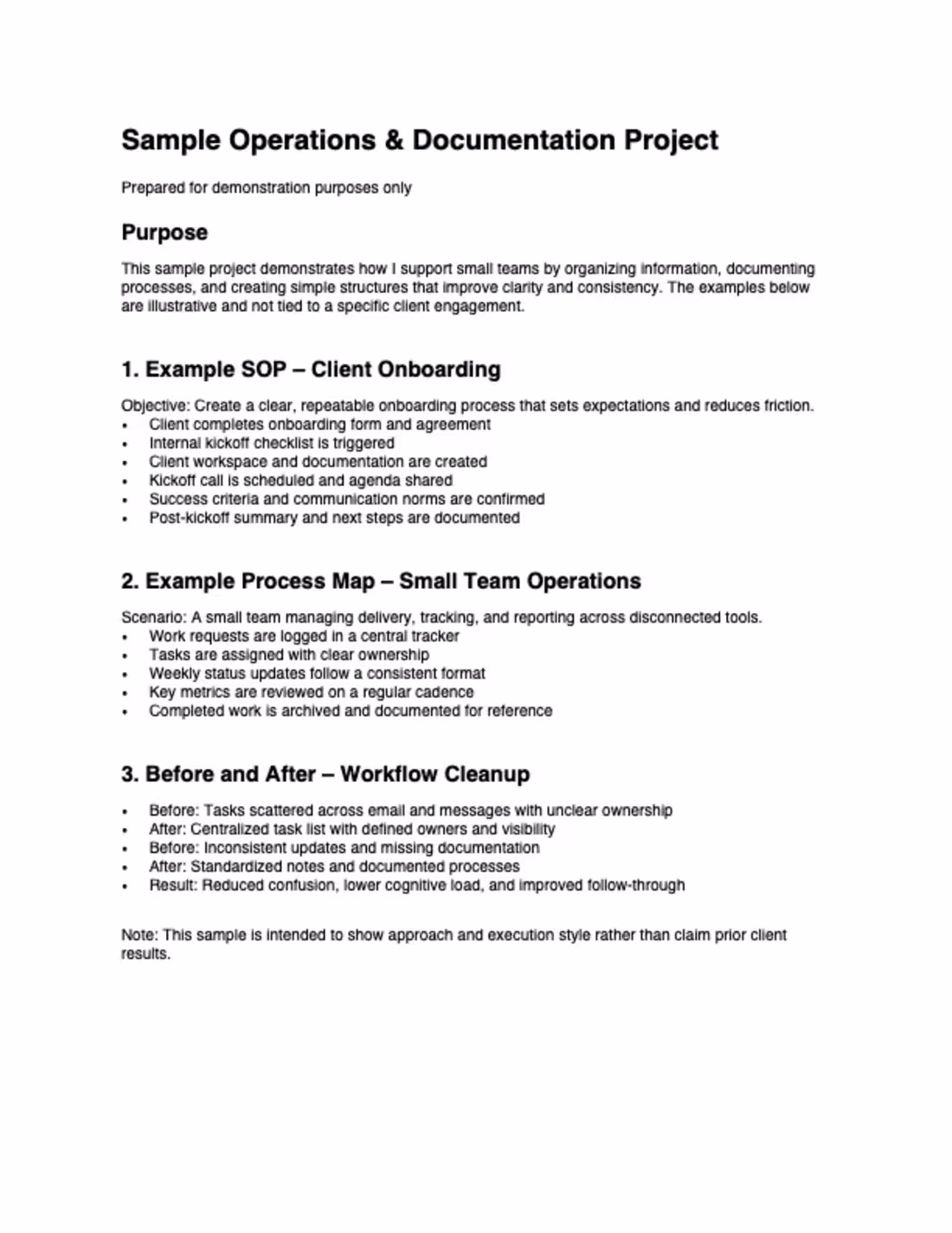 Cover image for Operations & Documentation Cleanup — Sample Project