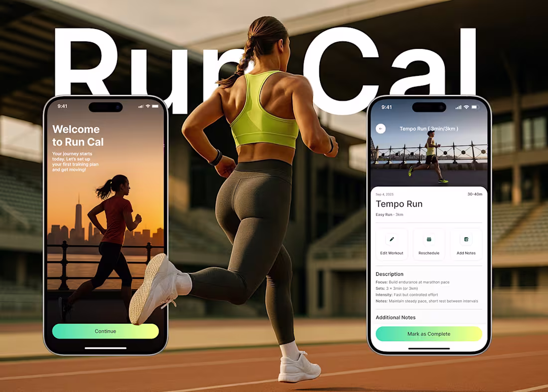 Cover image for Run Cal. Sports App. Smart Runs. | Fitness app | UI/UX