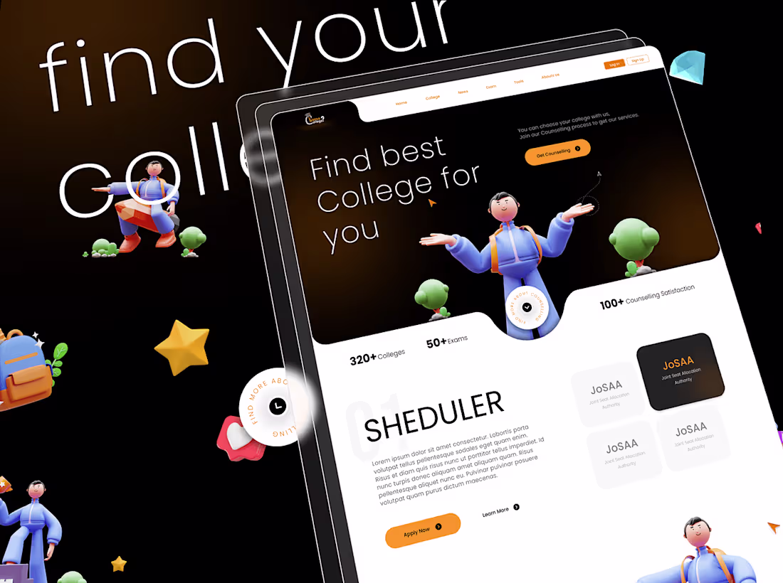 Cover image for college modern website II edutech || abhijeet punia on Behance