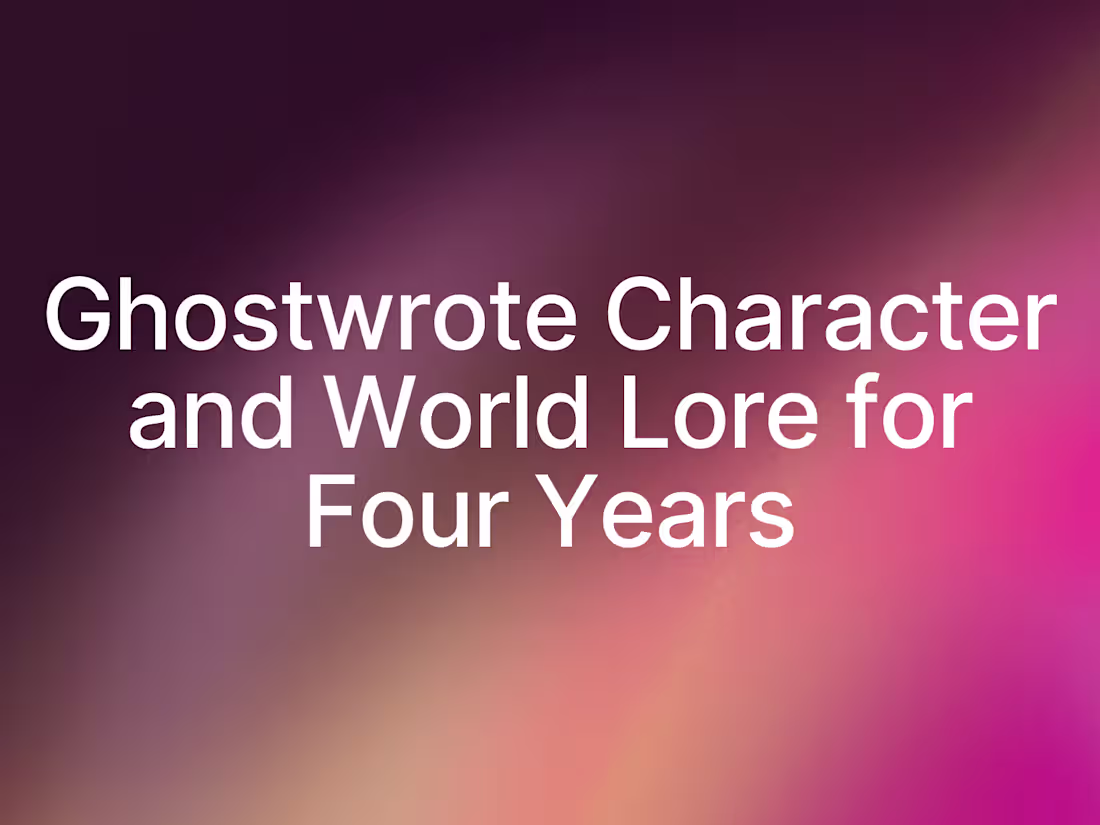Cover image for Ghostwrote Various Character and World Lore for Four Years