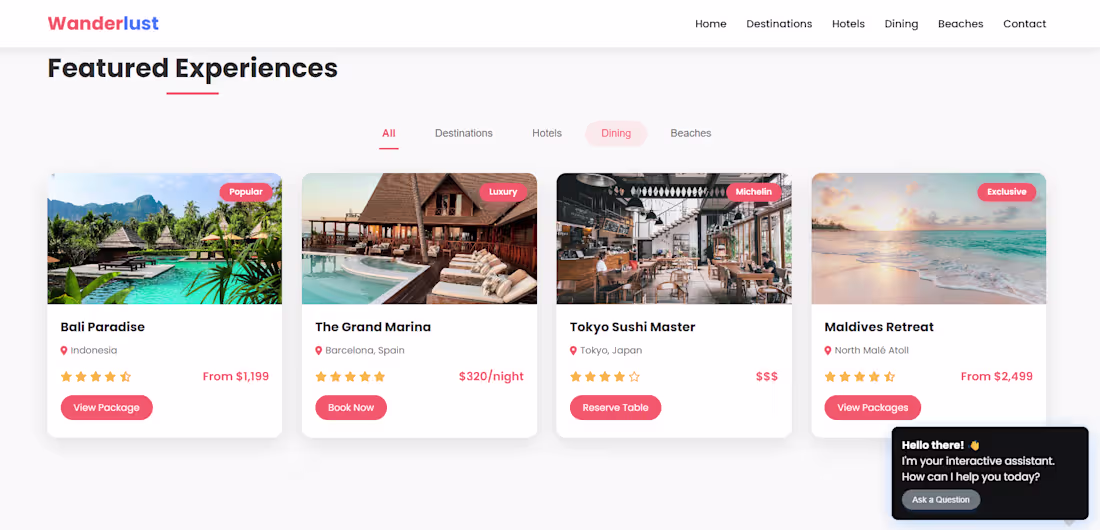 Cover image for :  Travel Website UI