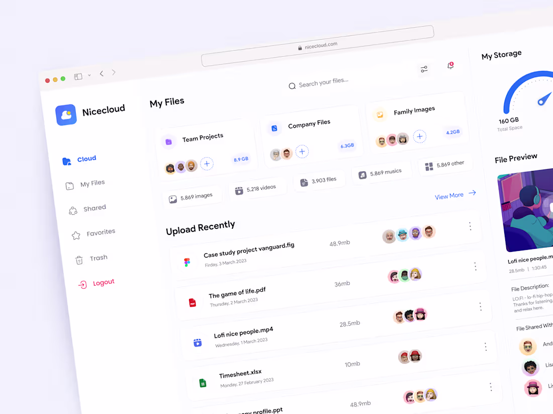 Cover image for Nicecloud - Cloud Storage Dashboard