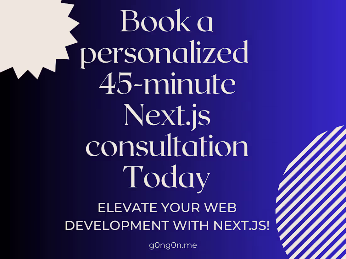 Cover image for Personalized 45-minute Next.js consultation
