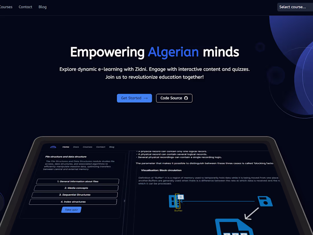 Cover image for GitHub - MohamedMouloudj/Zidni: Zidni is an interactive e-learn…