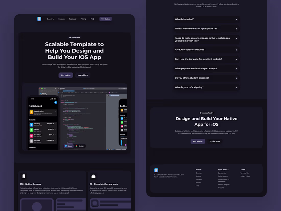 Cover image for Native for iOS - Landing Page in Framer
