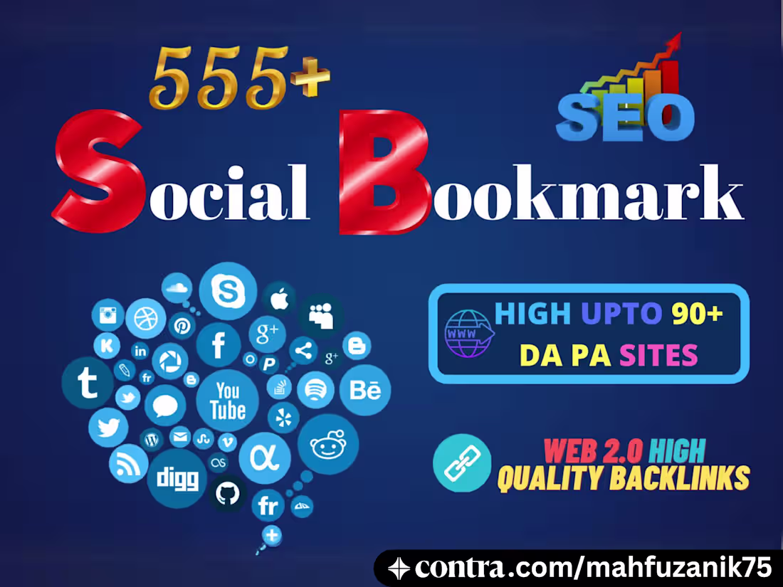 Cover image for Create 555 plus social bookmarking manually white hat SEO