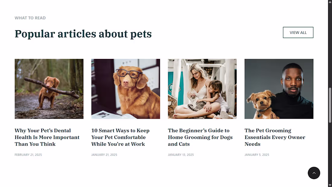 Cover image for Pet Blog Website – Featured Articles Section (WordPress) Des...