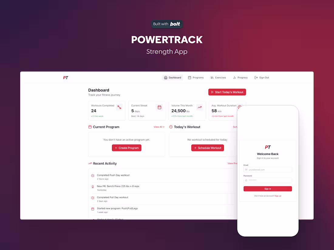 Cover image for PowerTrack • How to Build Responsive Web App with Bolt