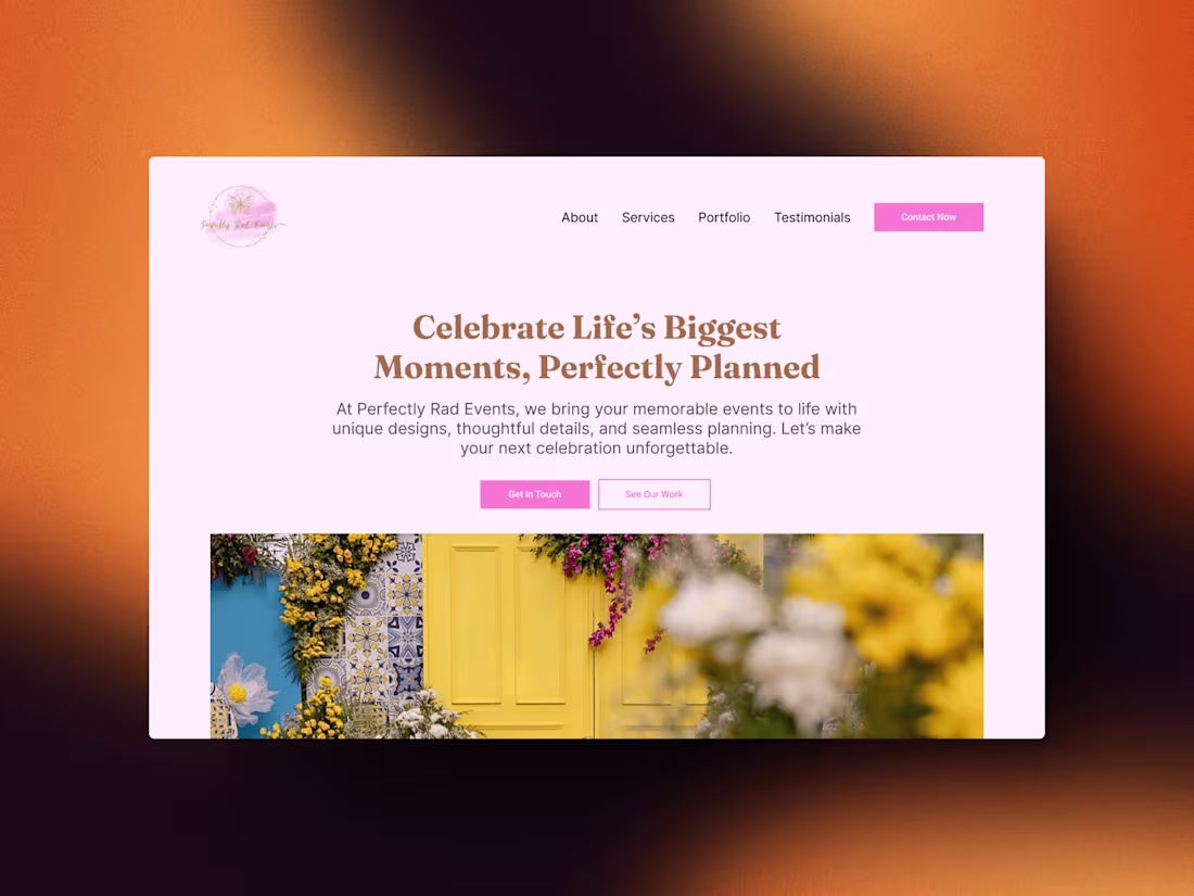 Cover image for Perfectly Rad Events – Wedding Planning Website Concept