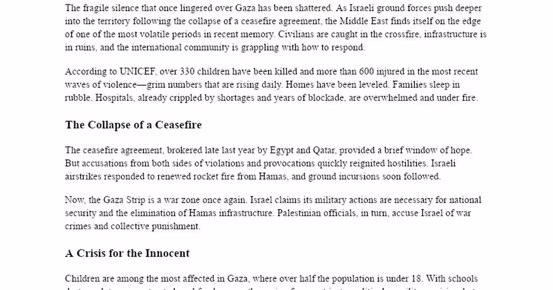 Cover image for Gaza Conflict and Humanitarian Crisis