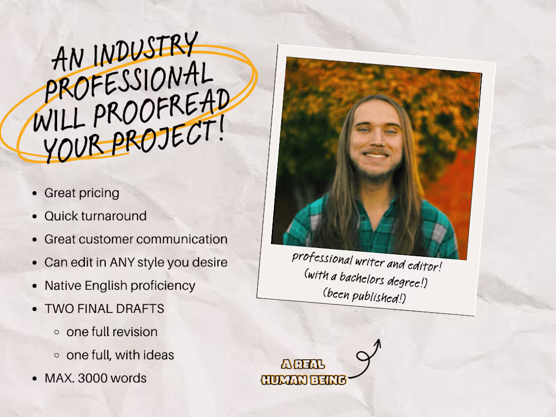 Cover image for Industry professional will proofread and copyedit ANY project! 