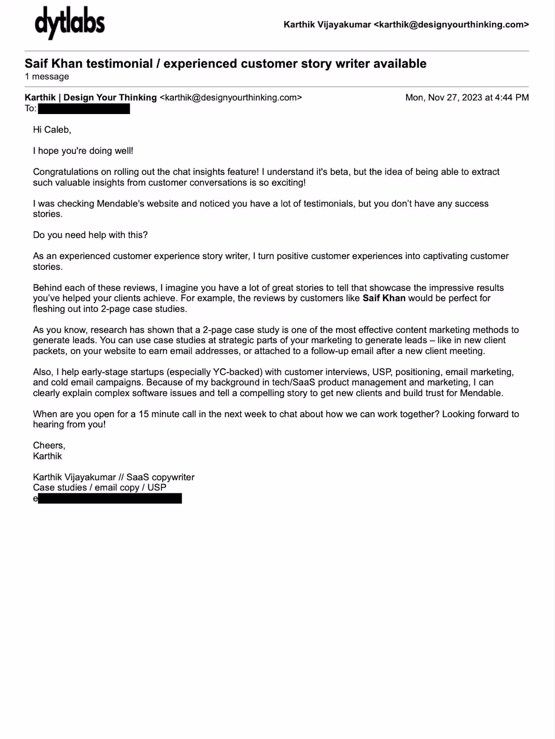 Cover image for B2B SaaS Cold Email Outreach