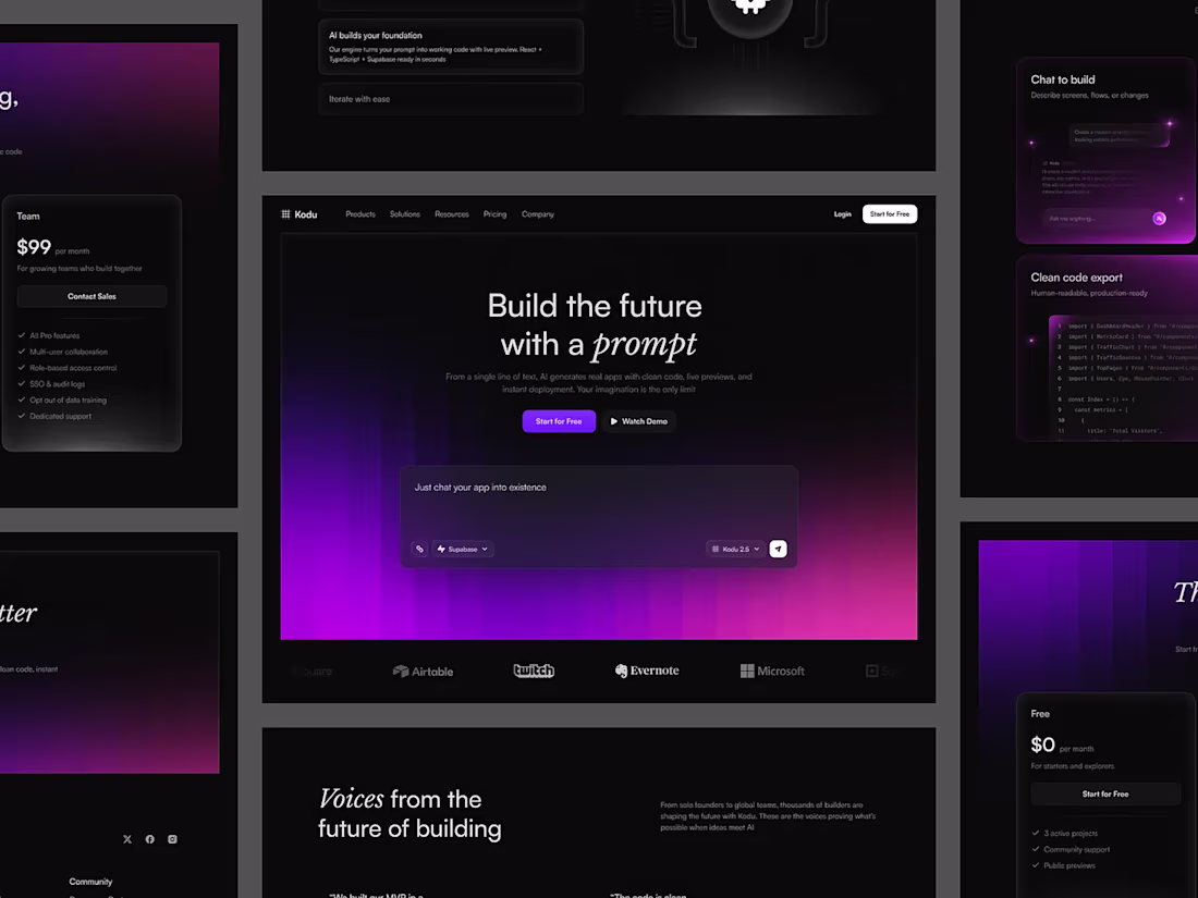 Cover image for Kodu - AI Website Builder Design