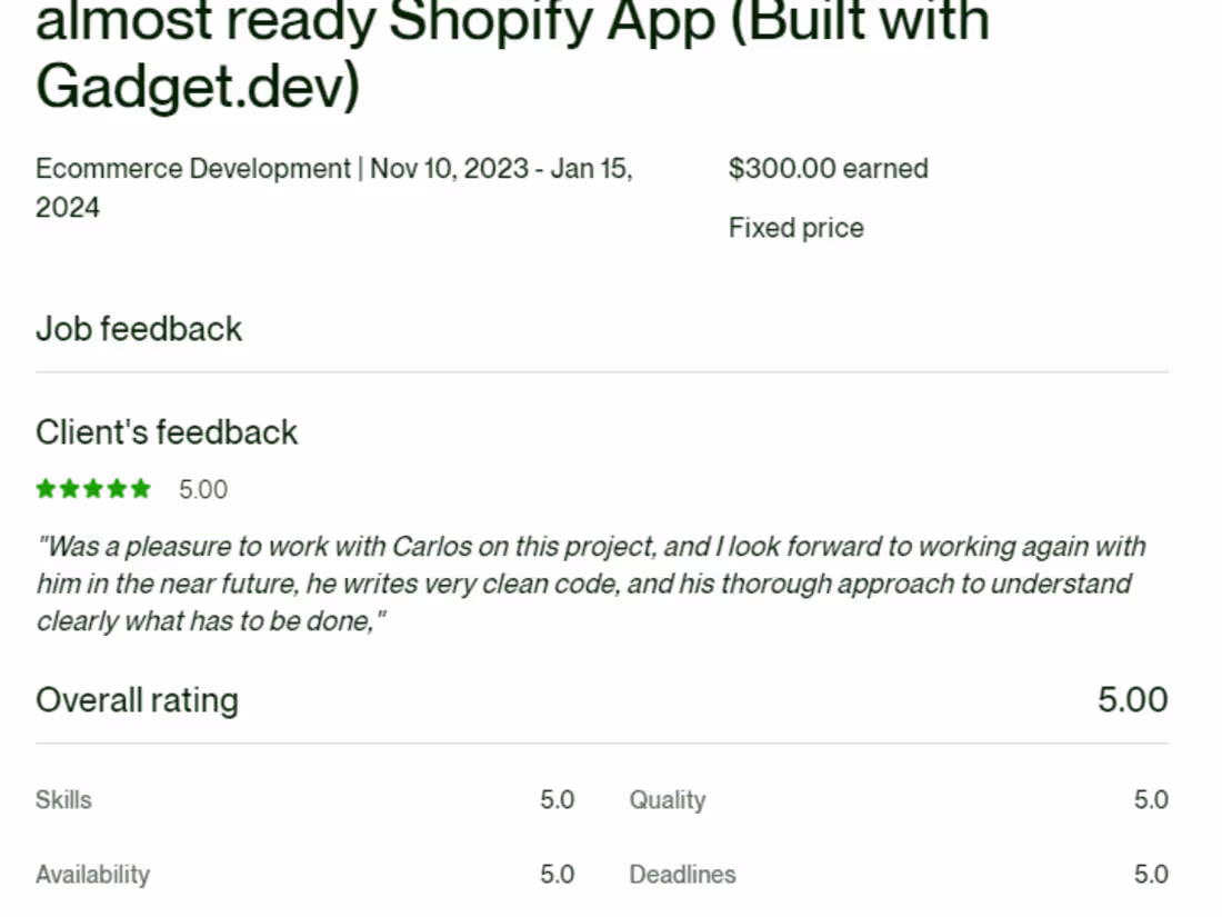 Cover image for Shopify App Developer to finish Shopify App (Gadget.dev)