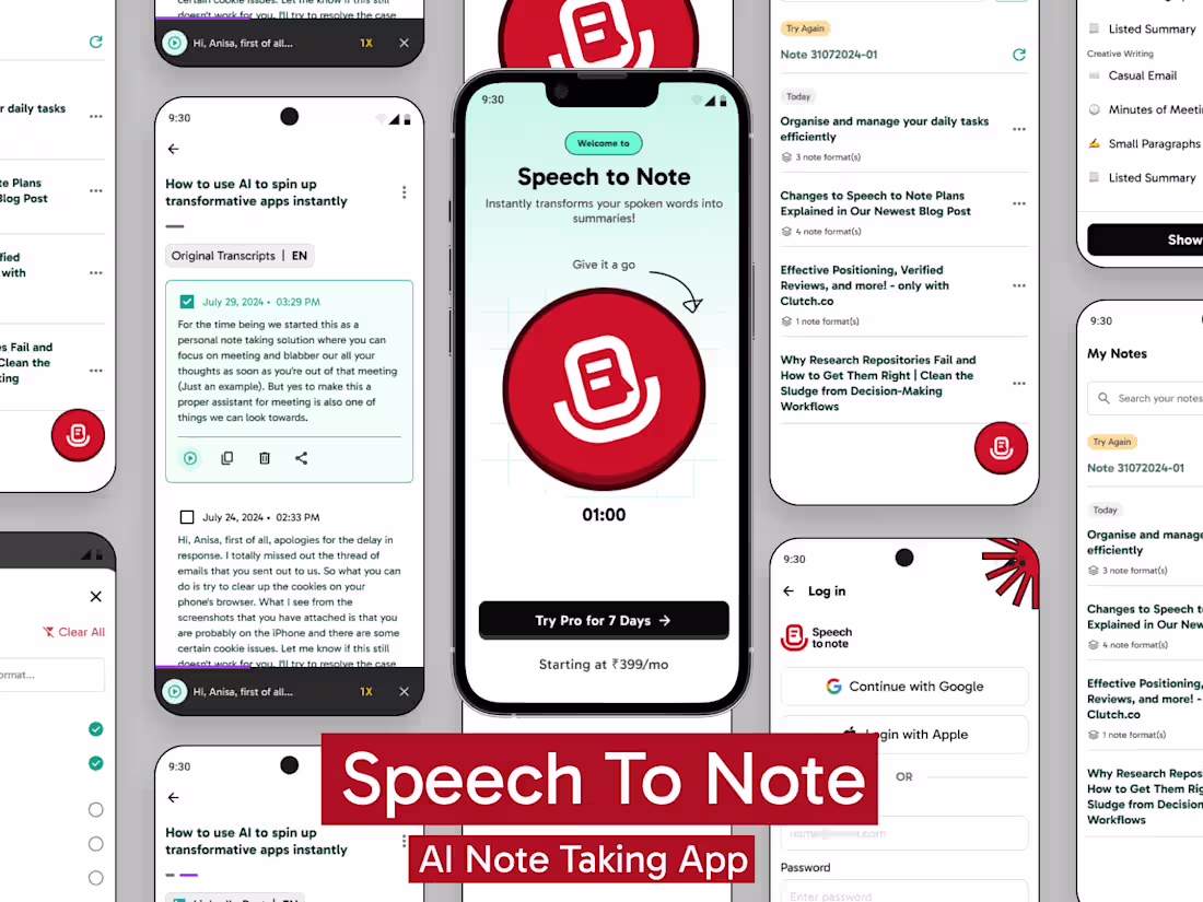 Cover image for Speech to note - AI Note Taking App