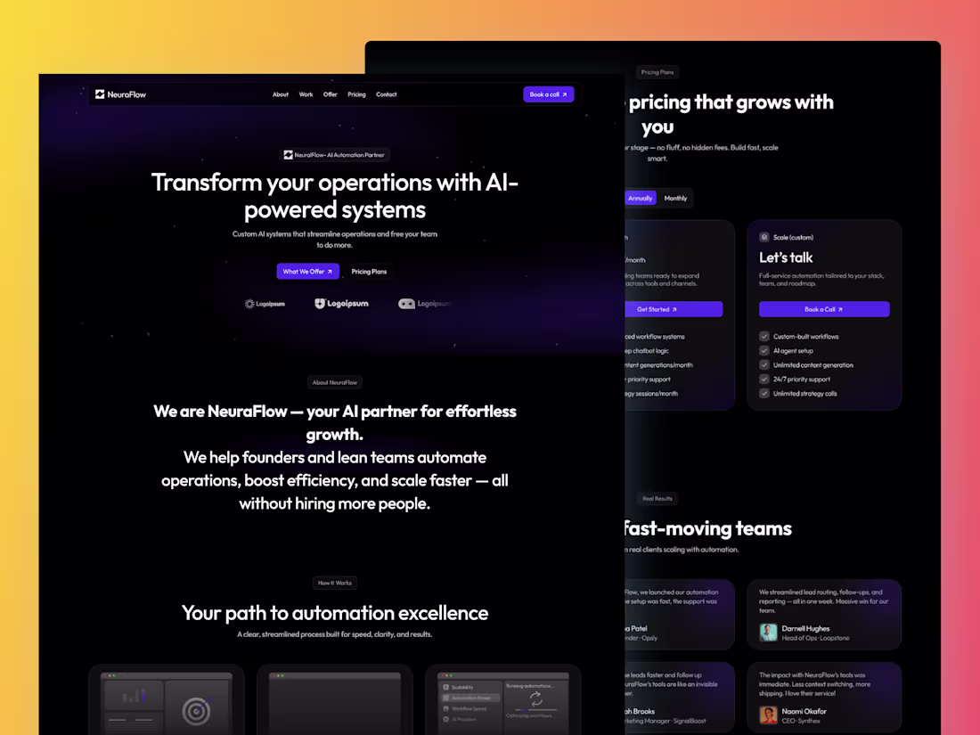 Cover image for NeuraFlow – AI Automation Agency Template