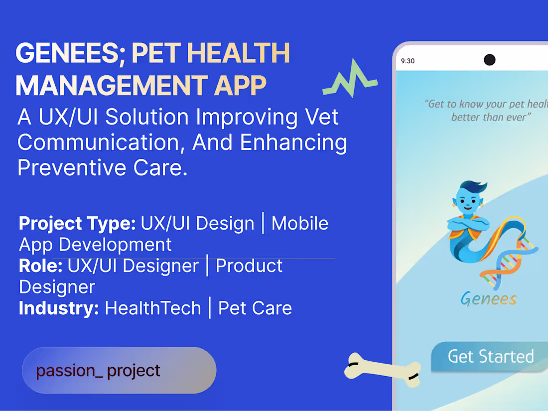 Cover image for UX/UI Design for Pet Health Management App