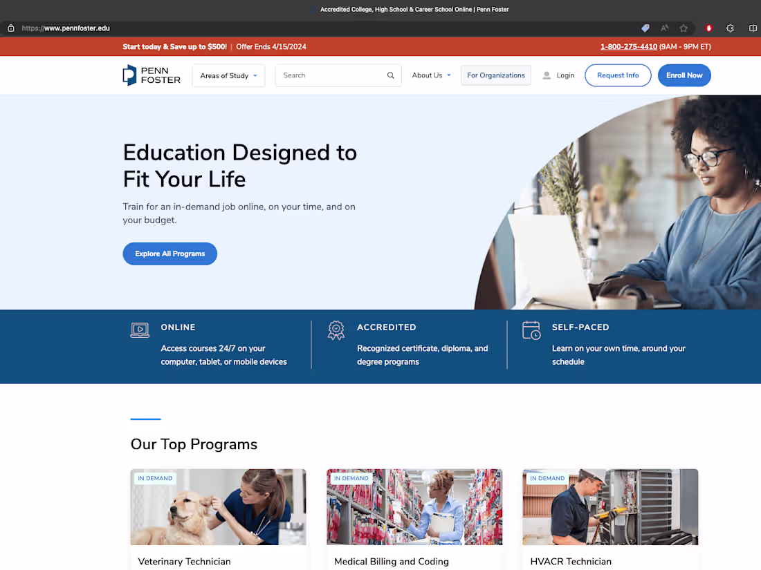 Cover image for Penn Foster (Educational Writing, Technical Writing, Concept)