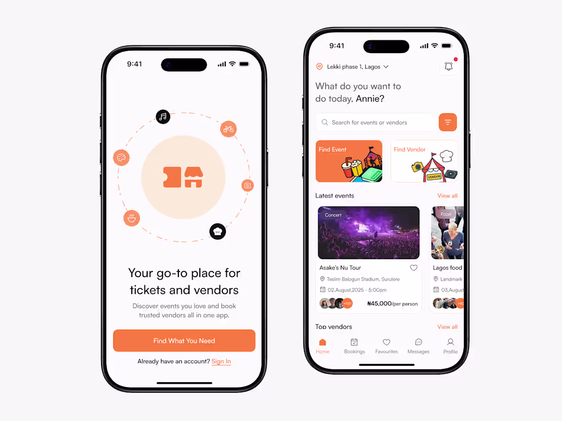 Cover image for Bina - Events Vendor Booking App Design