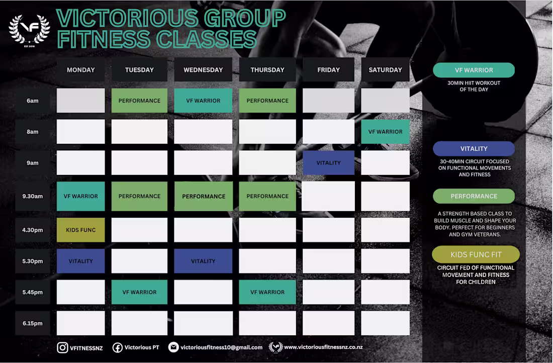 Cover image for Timetable For "Victorious Group" GYM