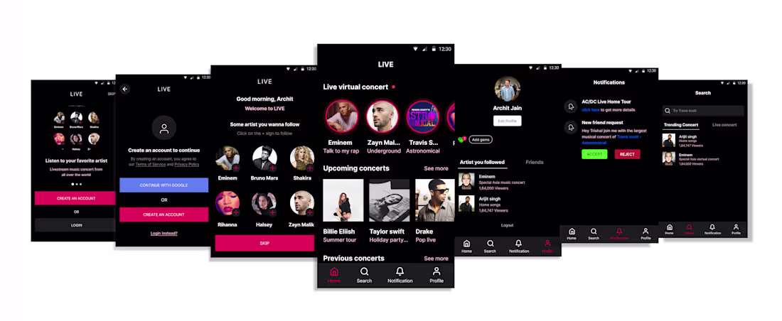 Cover image for Livestream music concert app — a UI/UX case study