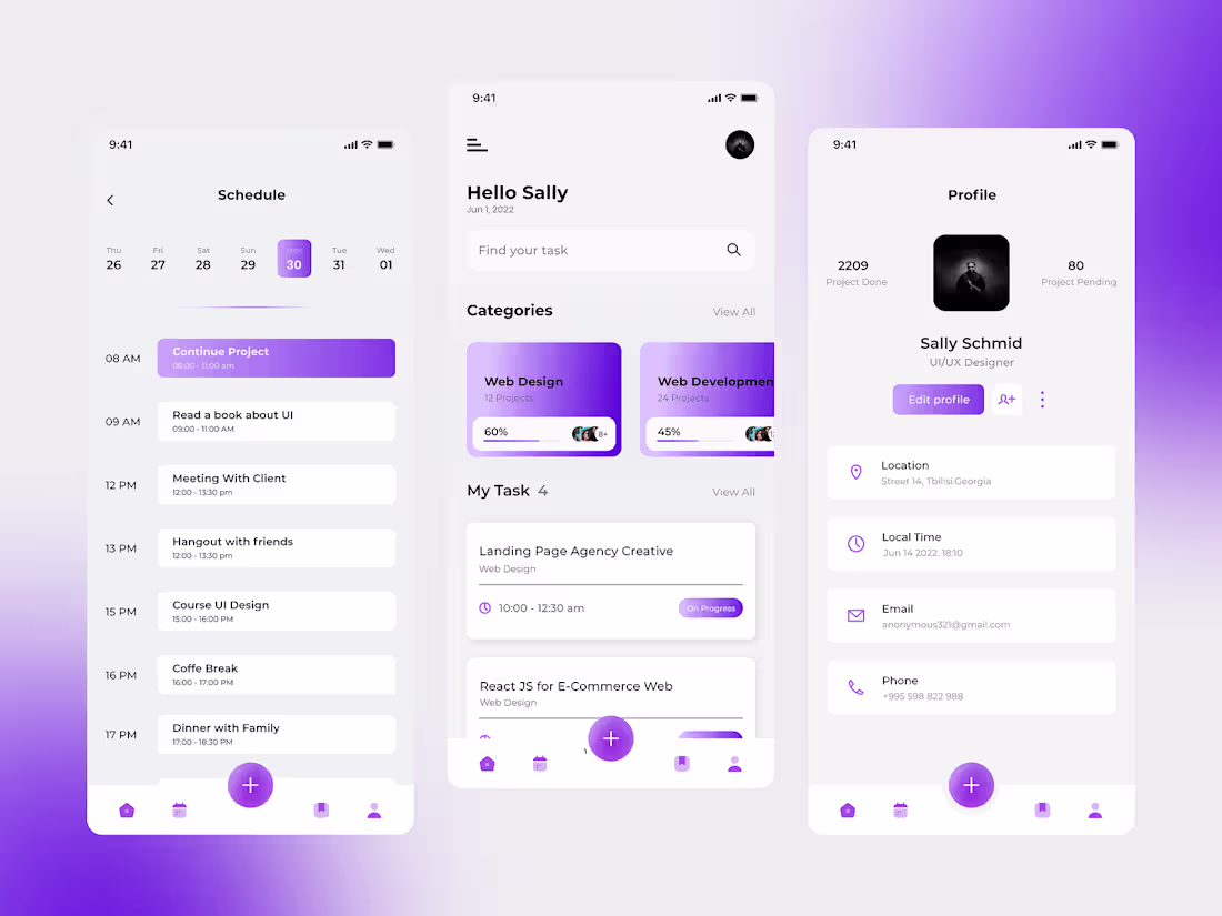 Cover image for Task Management 0.2 ___ App by Sally kutarashvili on Dribbble