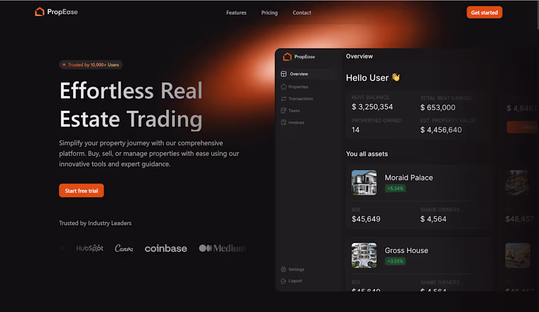 Cover image for PropEase Startup SAAS Template