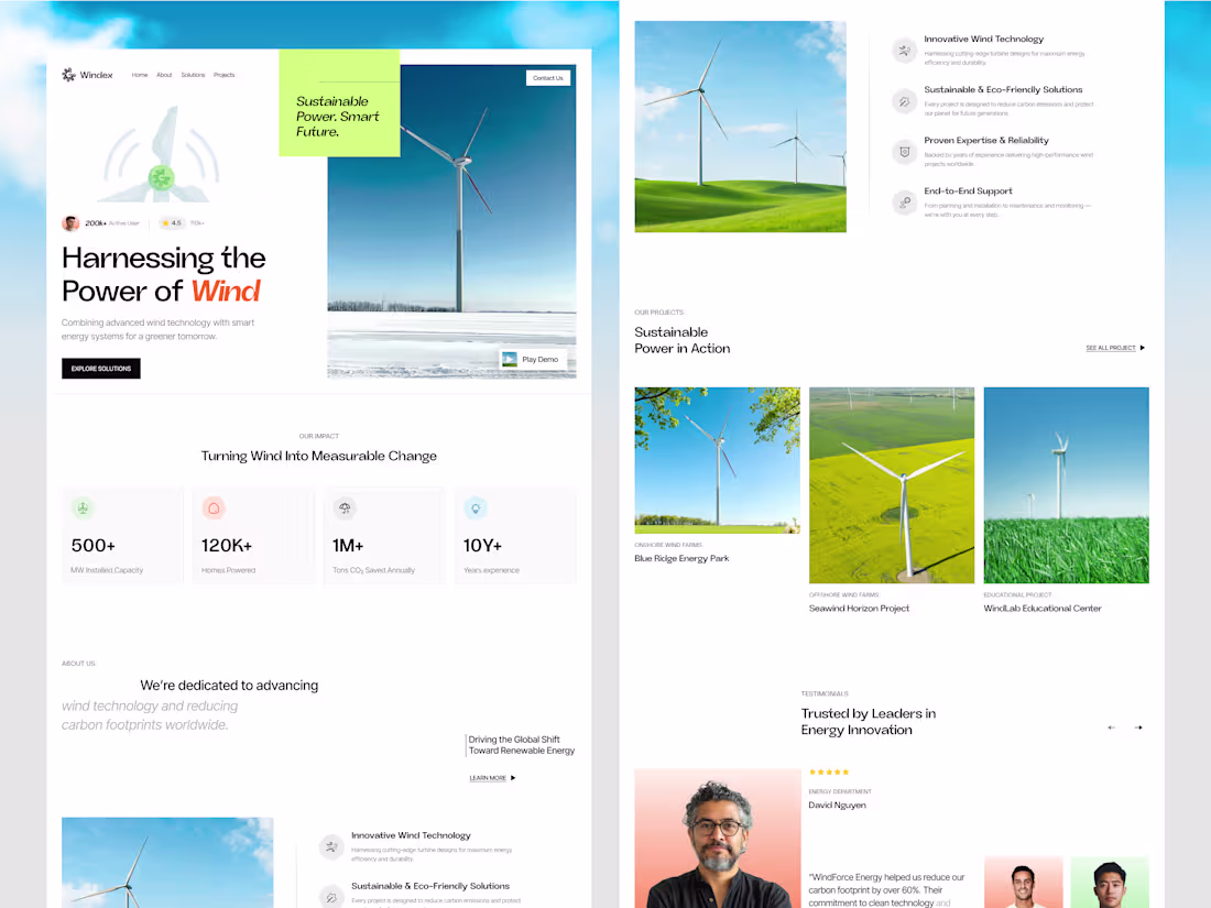 Cover image for Wind Power Company Website, Clean Energy & Sustainable Futur...