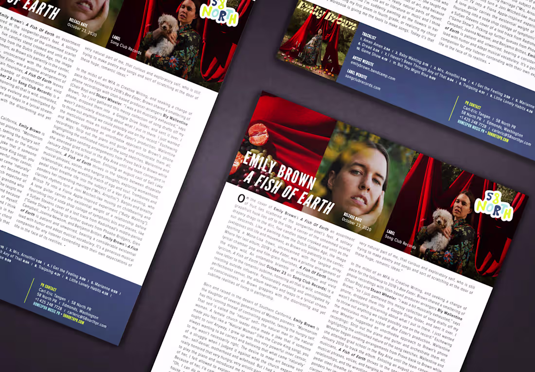 Cover image for Emily Brown: 'A Fish of Earth' Album Release Bio and One-sheet