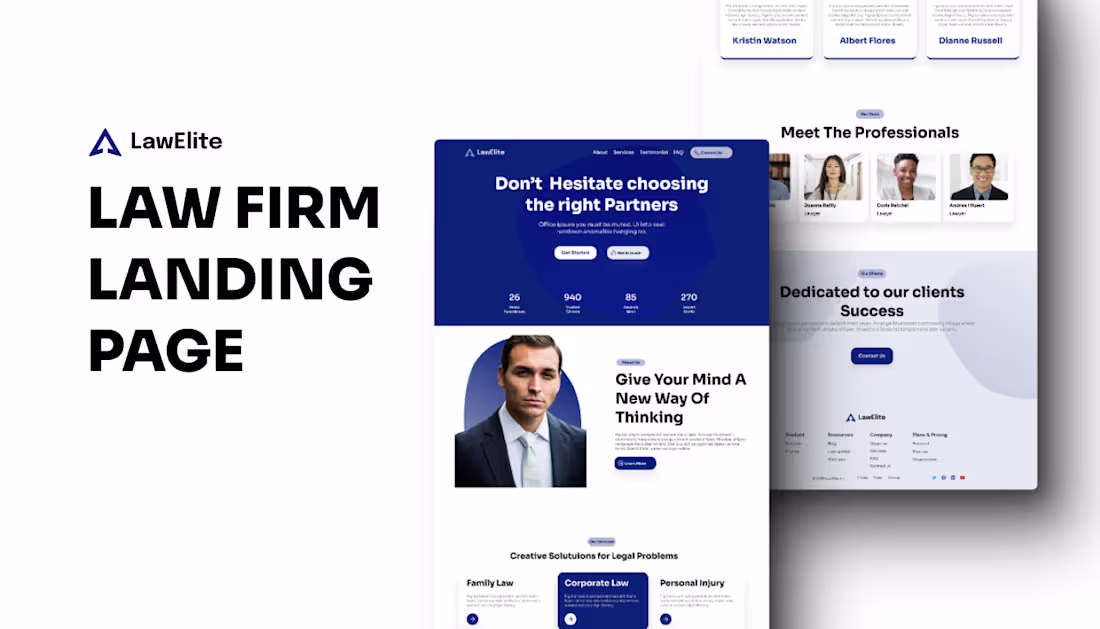 Cover image for Law Firm UX/UI Landing Page Design