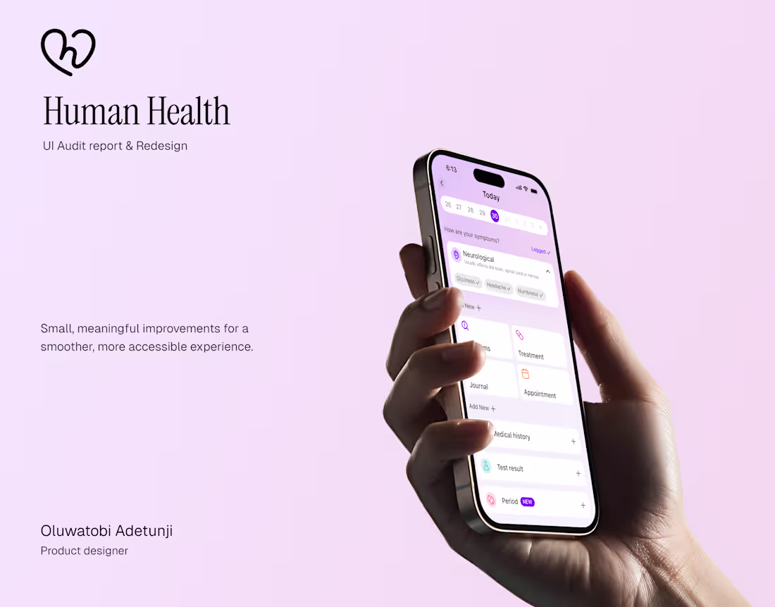 Cover image for Human Health iOS App UI Design audit & Redesign