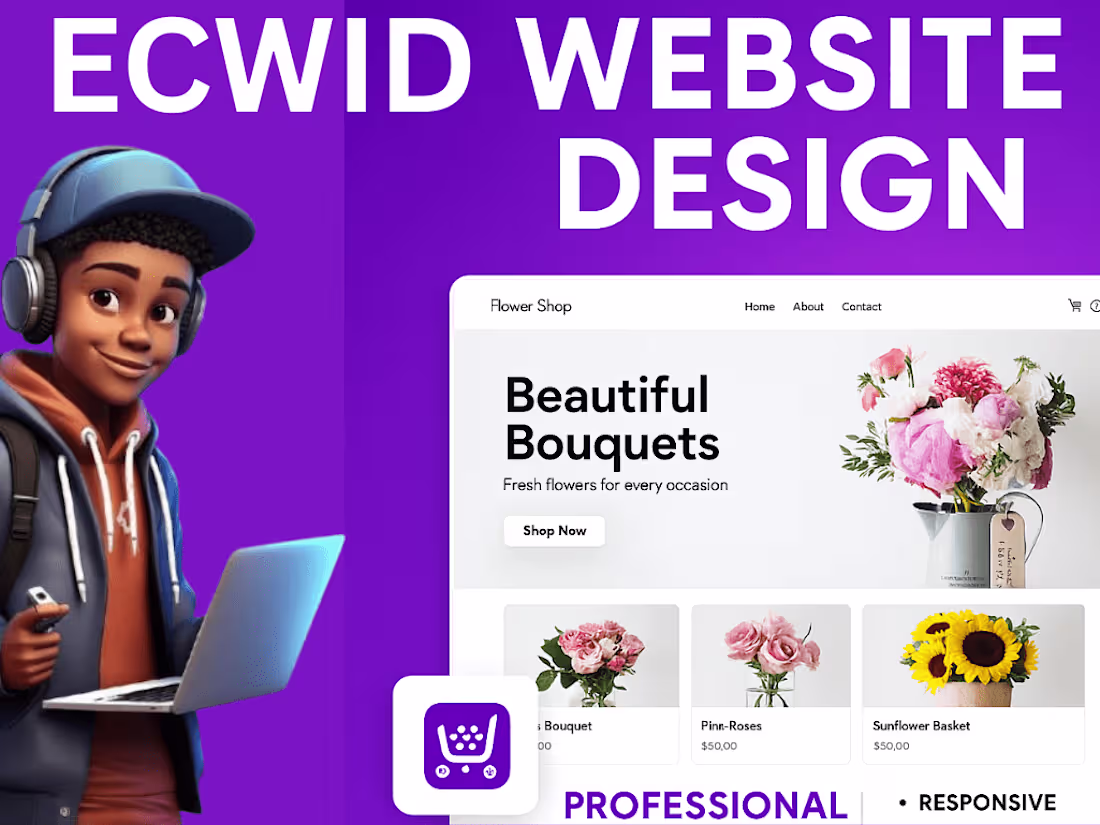 Cover image for I will design redesign ecwid ecommerce store ecwid website seo 