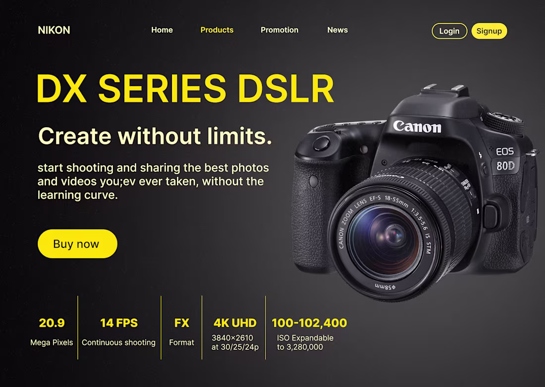 Cover image for Nikon Product Page Design
