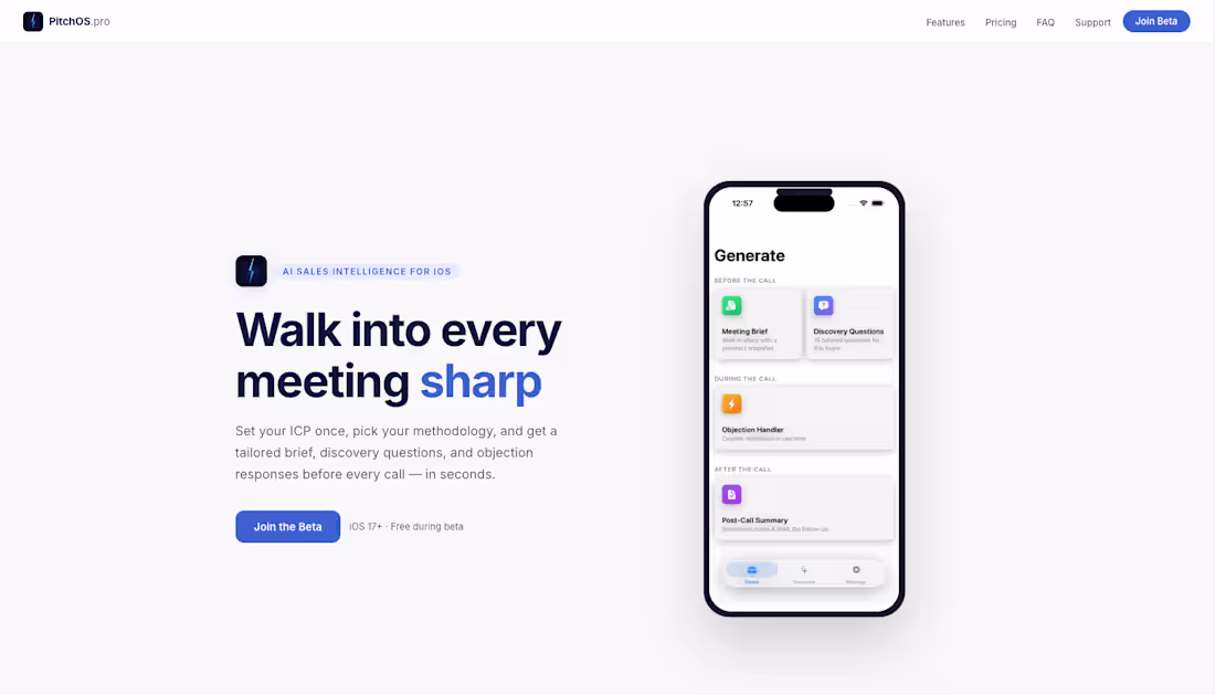 Cover image for PitchOS — iOS App Landing