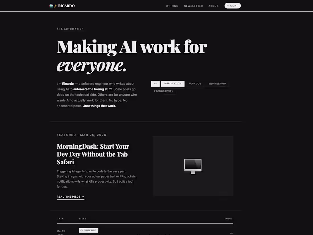 Cover image for ricardoai.me (http://ricardoai.me) — Practical AI