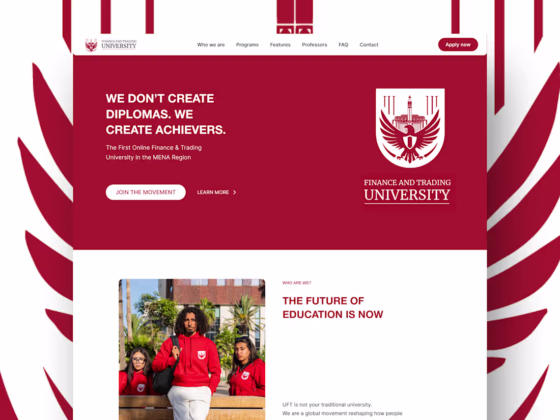 Cover image for Landing Page Design for UFT Trading Community