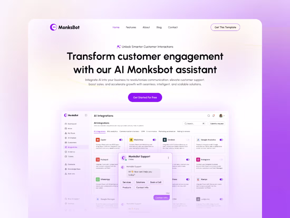 Cover image for MonksBot: Redefining UI/UX, Branding & Webflow