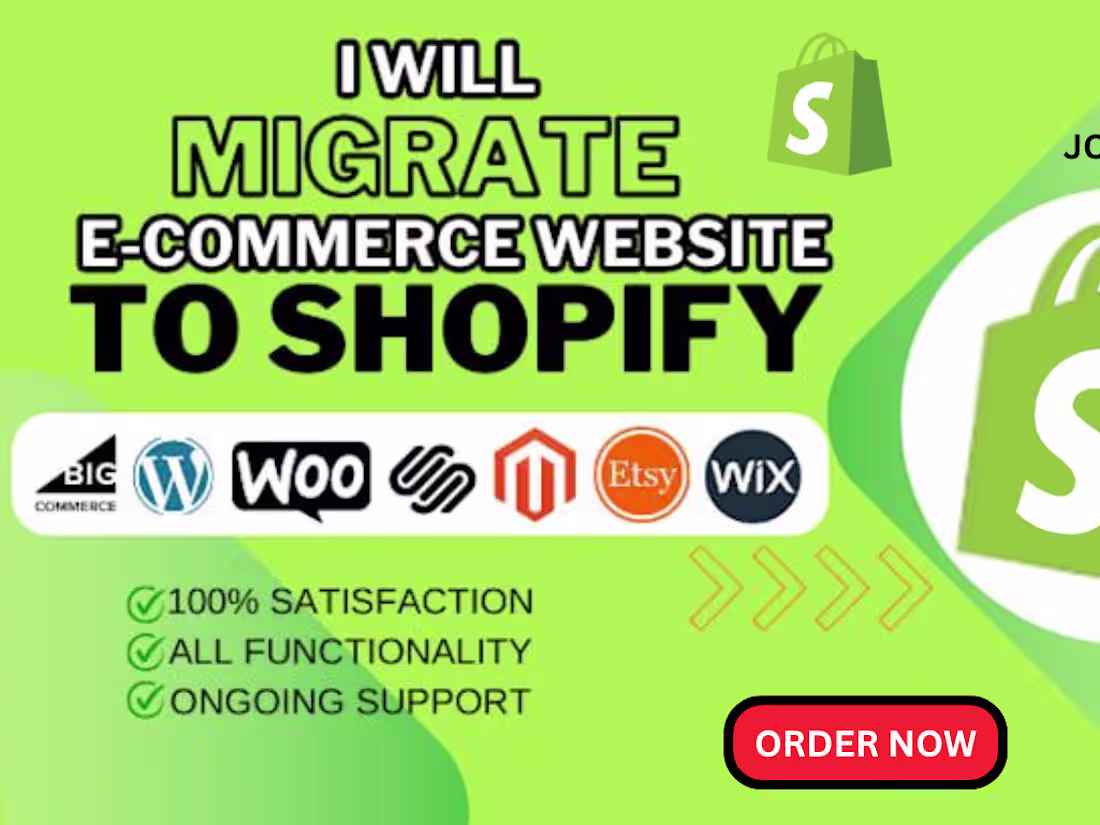 Cover image for I will migrate ecommerce wix wordpress weebly ecwid to shopify