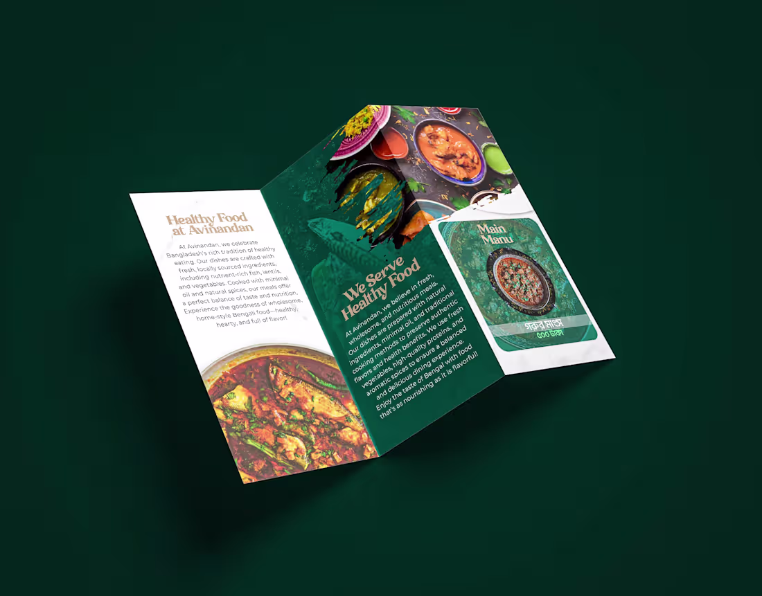Cover image for Bengali Cuisine Tri-fold Brochure Design 